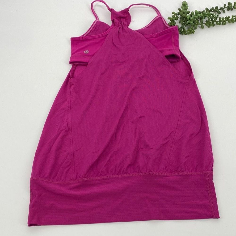 LULULEMON No Limits Athletic Tank With Built in Bra‎ Elastic Waistband pink 4